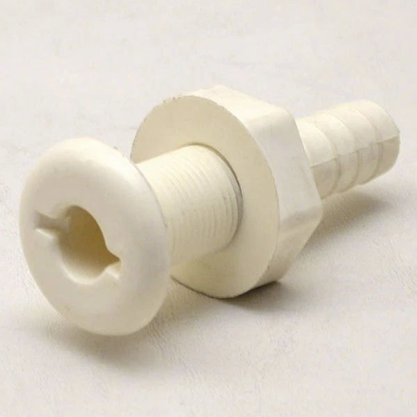 Boat Thru Hull Fitting - 5/8 Inch White Plastic