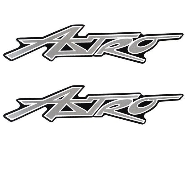 Astro Boat Brand Decal - Silver Black White 8 1/2 X 2 Inch (pair)