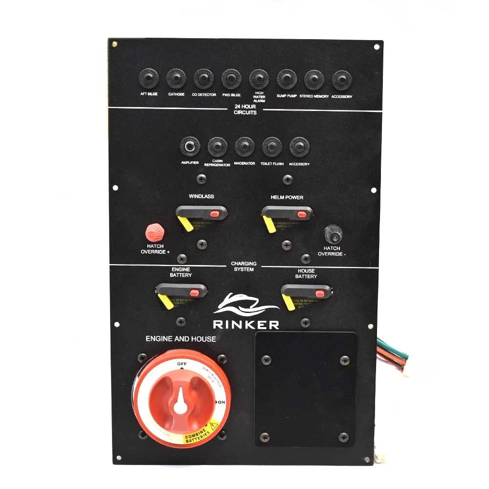 Rinker Boat Battery Switch Panel 51705 - 16 X 10 Inch Black Aluminum