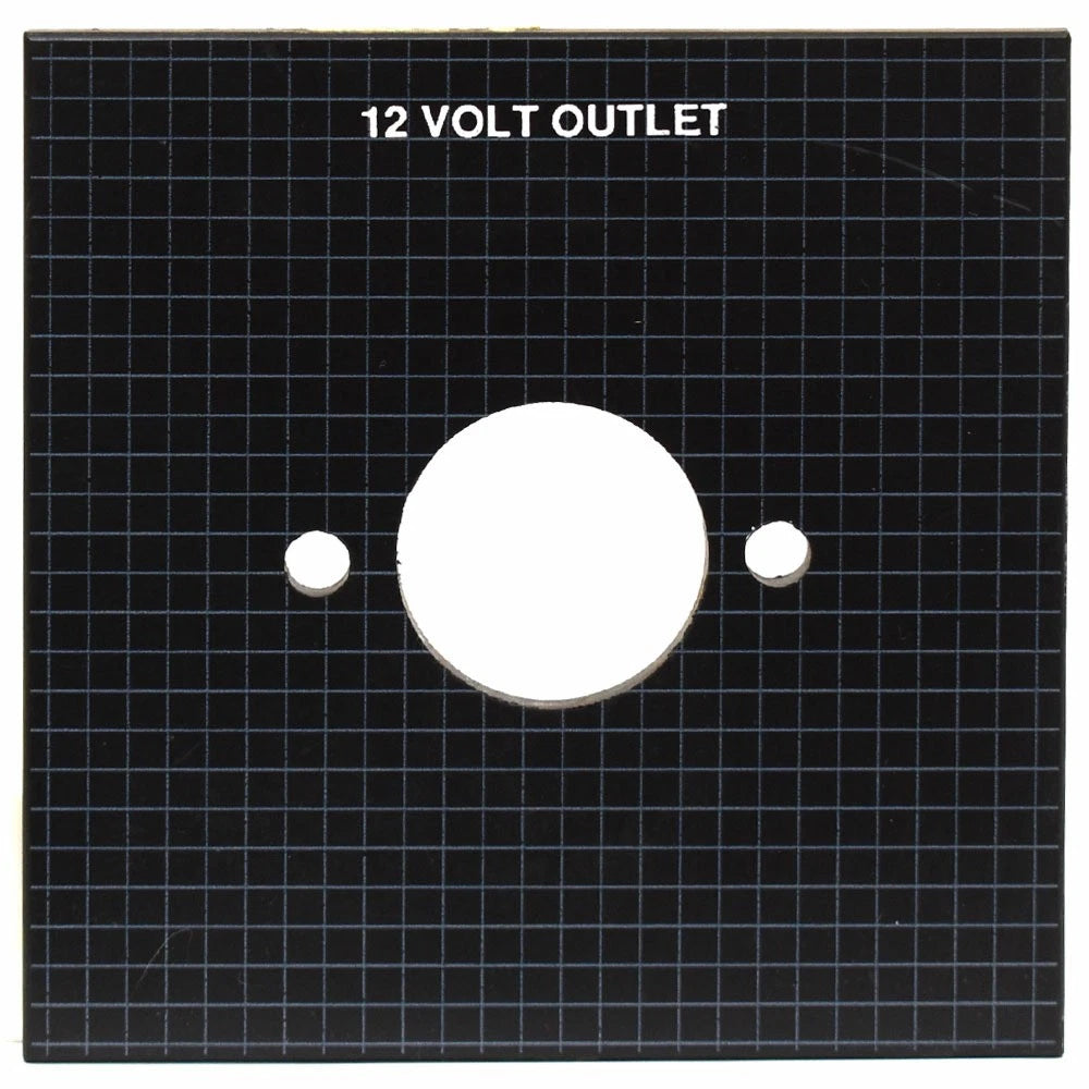 Bass CAT Boat Blank 12V Outlet Panel - Black Plastic with Grid