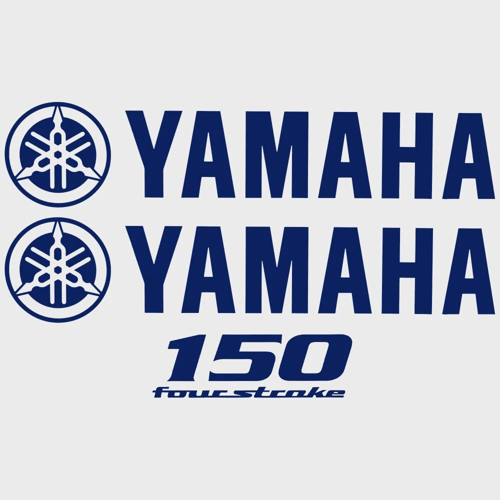 Yamaha Boat Cowling Decals - 150 Four Stroke Navy Blue Stickers (kit)
