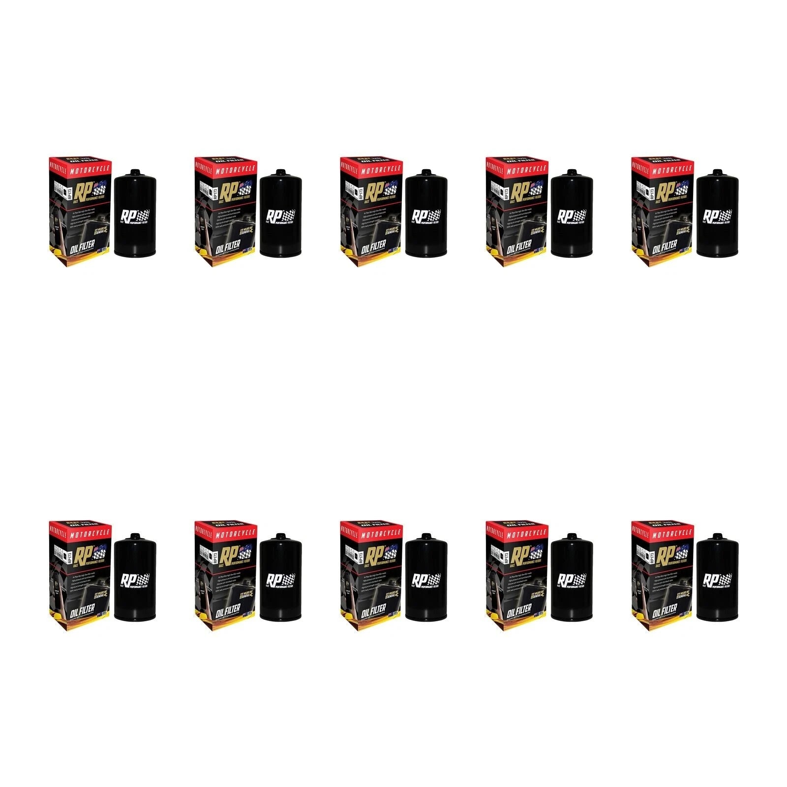 10 Pack RP Chrome Oil Filter for Harley 1340 FXDC Dyna Glide Custom 1991-1998