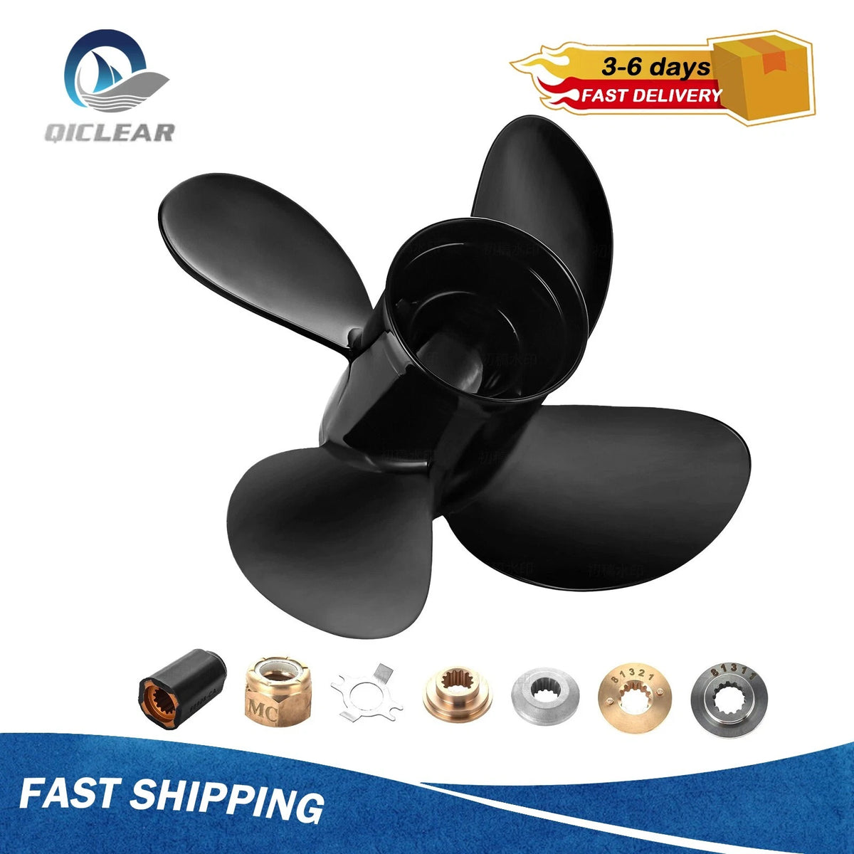 10.3 X 13 4 Blades Boat Propeller for Mercury 25-70HP, 13 Tooth 48-8M8026630