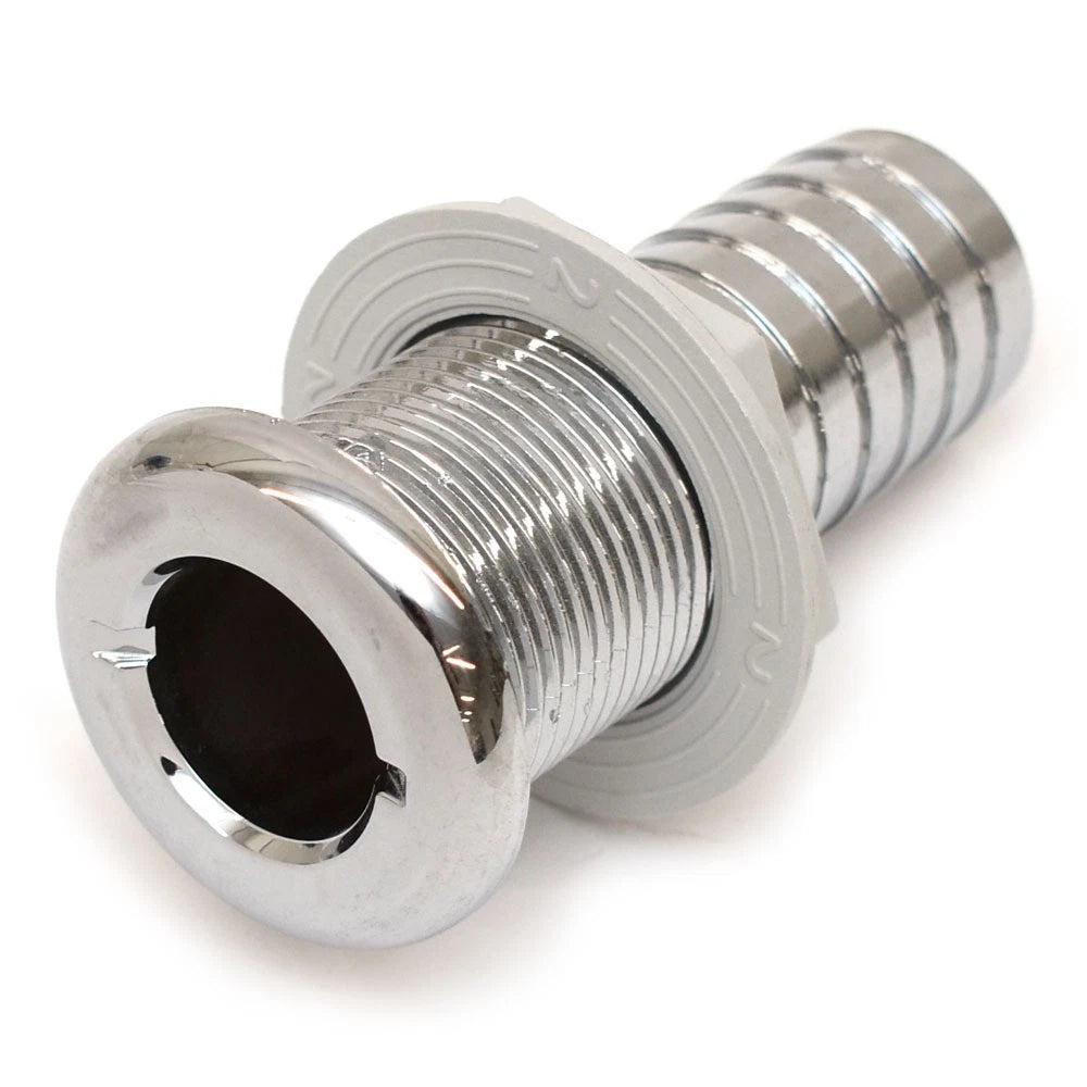 Blue Wave Boat Thru Hull Fitting - 1 1/8 Inch Silver Plastic