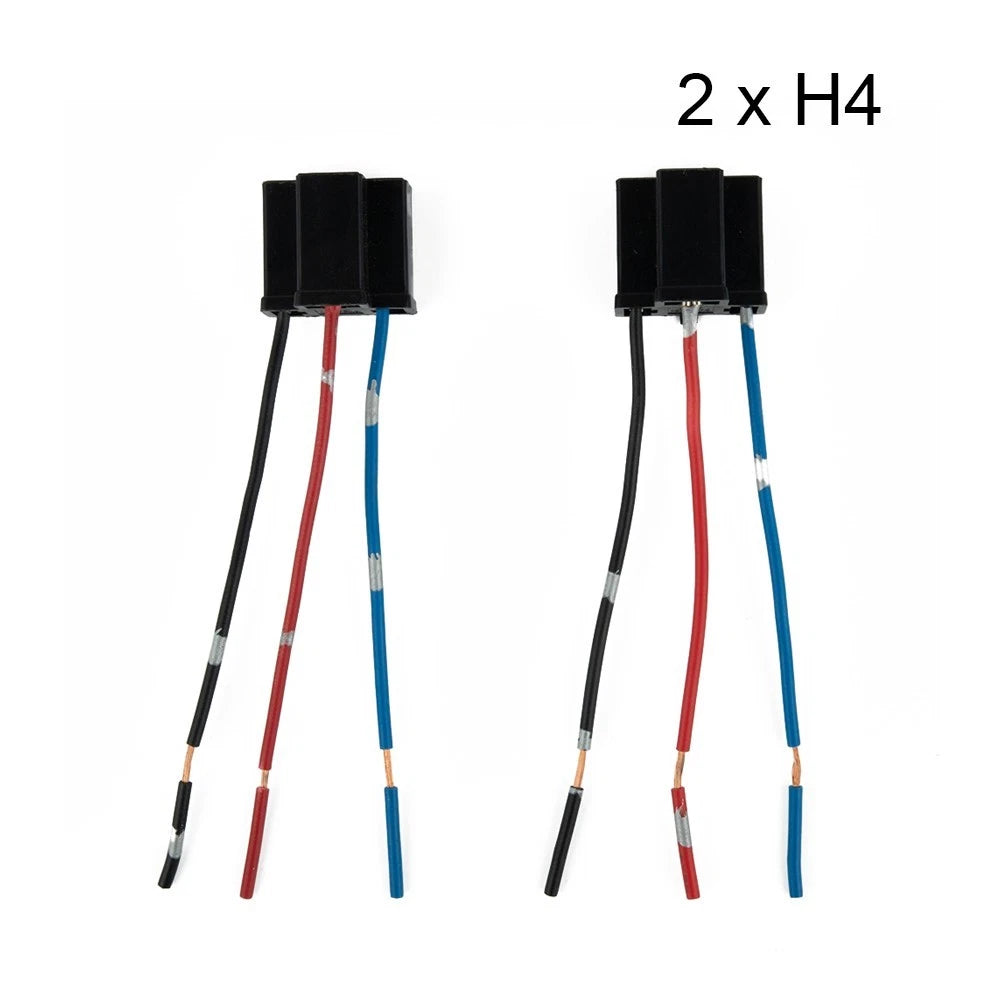 Socket 12/24V for 2 X 2pcs 3 Pin Accessories Connector H4 Repair Bulb Holder