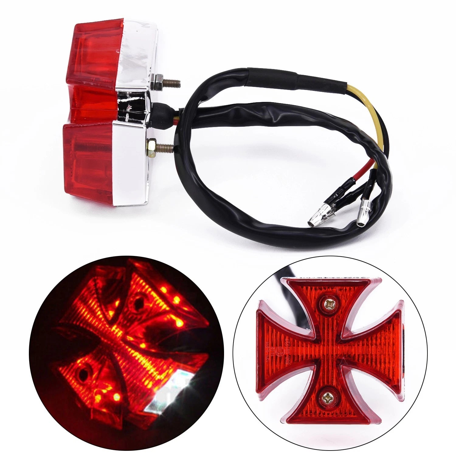 DC 12V Motorcycle Tail Light Dirt Bike LED Rear Plate Distinctive Running