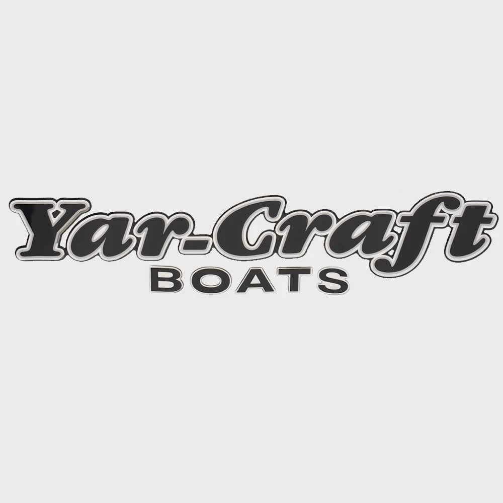 Yar-Craft Boat Raised Brand Decal - Black - White - Silver Sticker
