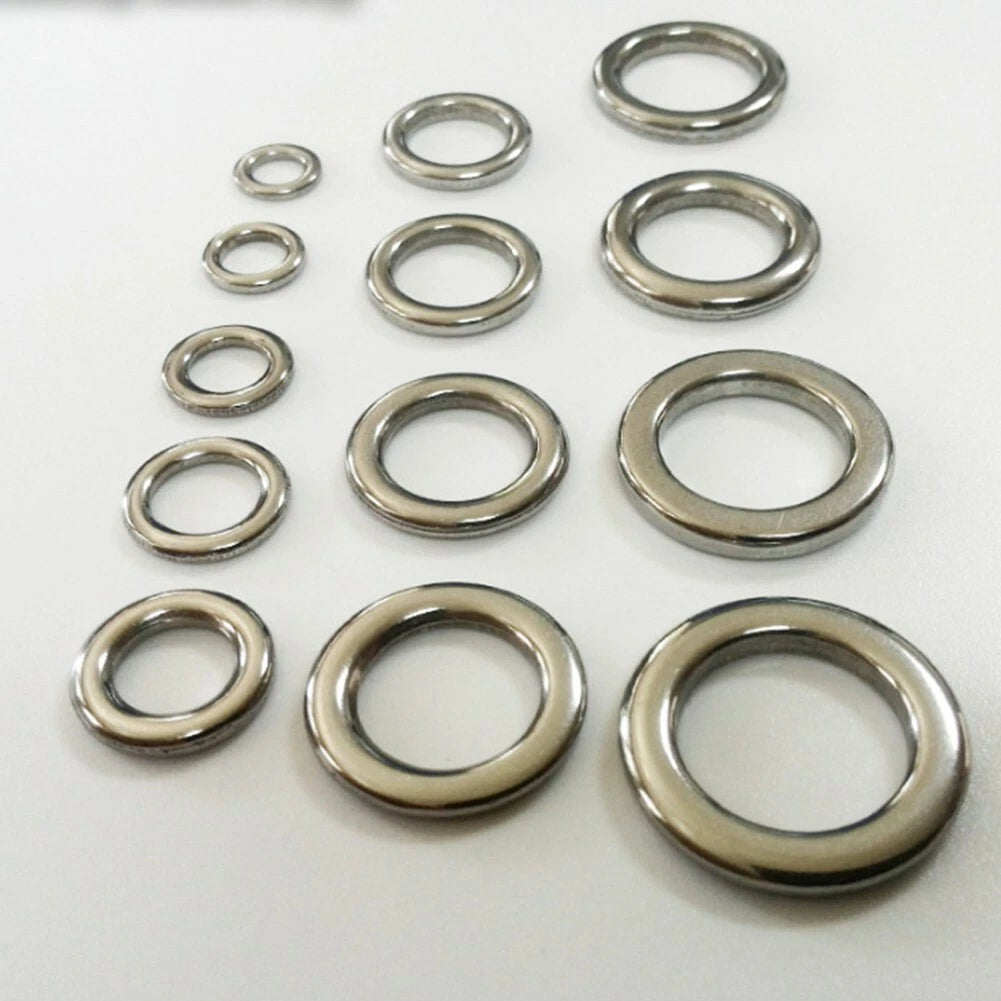 50 Fishing Solid Stainless Steel Seamless Snap Rings Lures TackleConnecto R