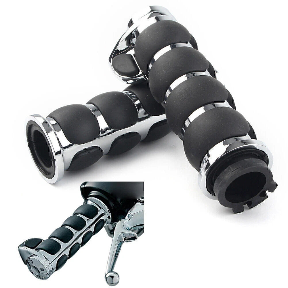 1" Chrome Handle Bar Hand Grips for Harley Touring Road King FLHR Motorcycle US