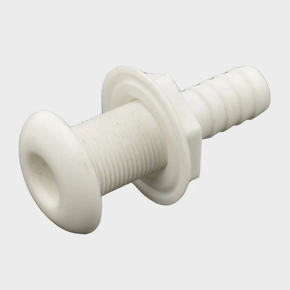 Boat Thru Hull Livewell Fitting - 3/4 Inch White Plastic
