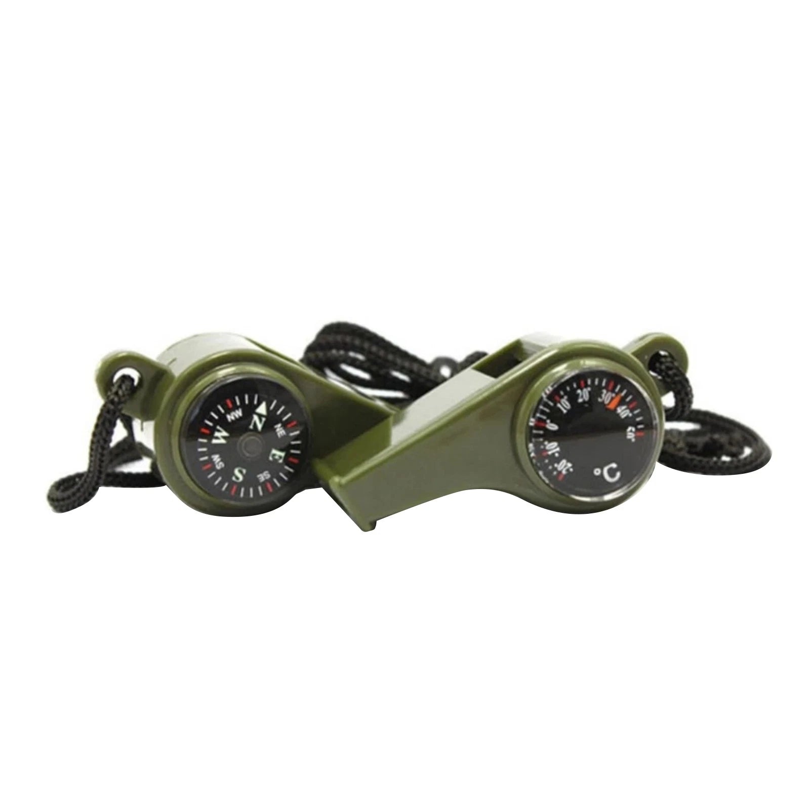 2 Pack Backpacking Tool 3-In-1 Whistle Compass Thermometer Survival with Lanyard