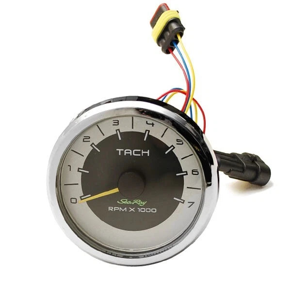 Sea Ray Boat Tachometer Gauge - 3 1/4 Inch Silver Black