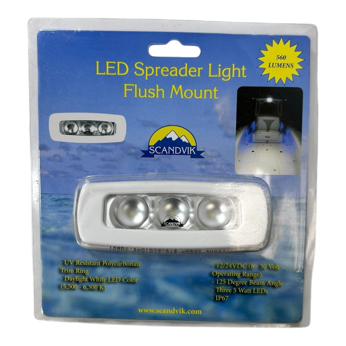 Scandvik 41450P, Marine Flush Mount LED Spreader Light 12/24V 560 Lumens