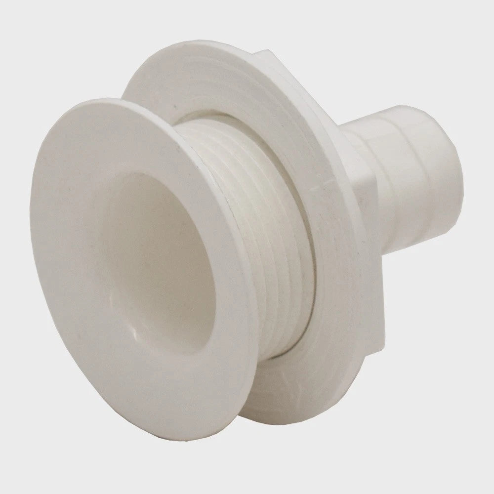 Lowe Boat Thru Hull Fitting - 3/4 Inch Barbed White Nylon