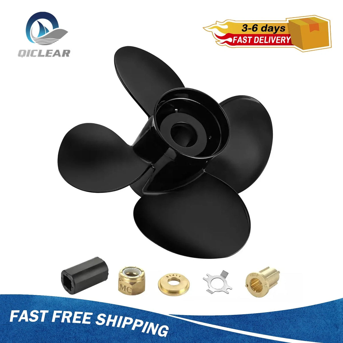 13 1/2 X 15 Aluminum Boat Propeller for Mercury Engines 40-140HP 4-Blade 15Tooth