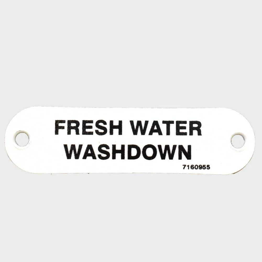 Carver Boat Washdown Label 7160955 - Fresh Water 2 3/4 Inch White Plastic