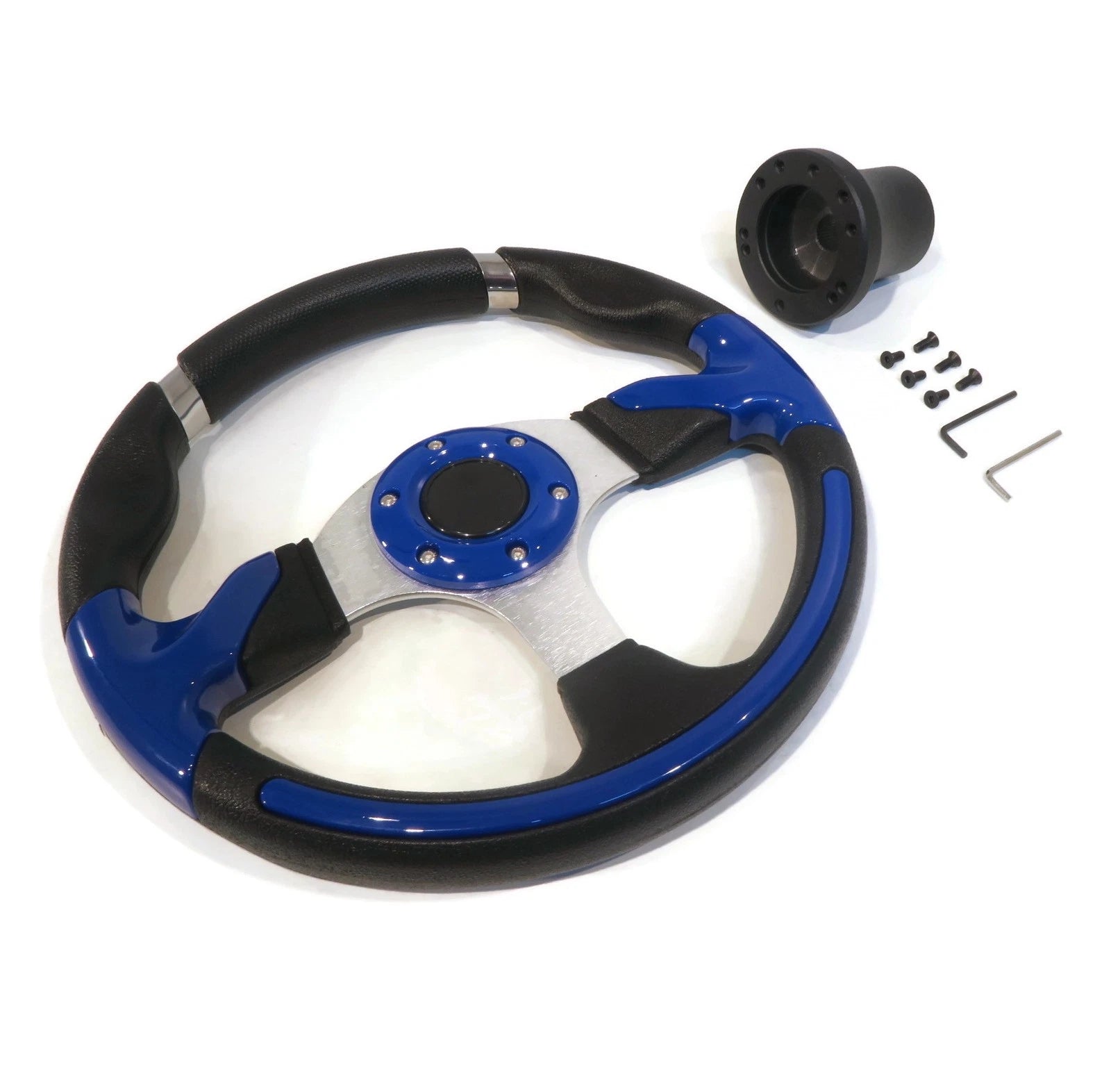 Hub Adapter & 13" Blue Steering Wheel, GT Style for Dune Buggy & Side-by-Side