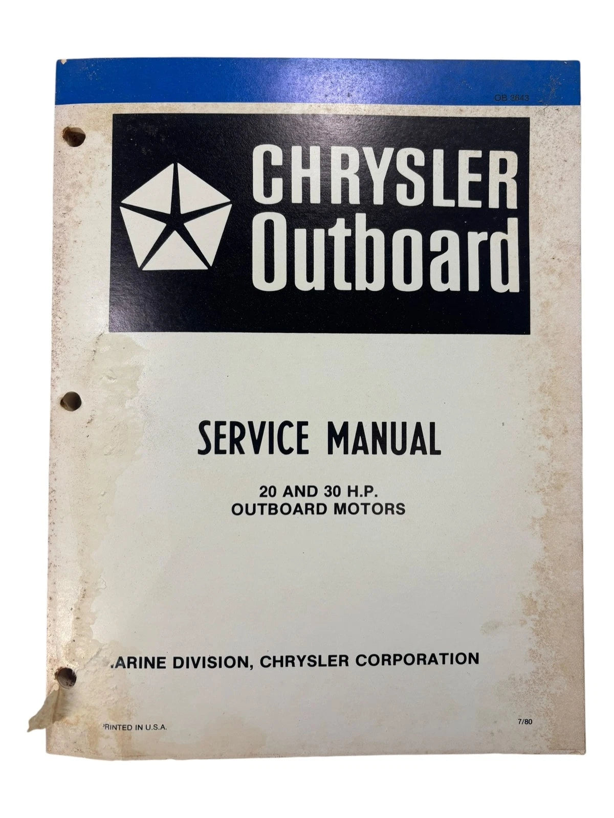 Chrysler Outboards OB3643, 20/30 HP Outboard Motors Service Manual