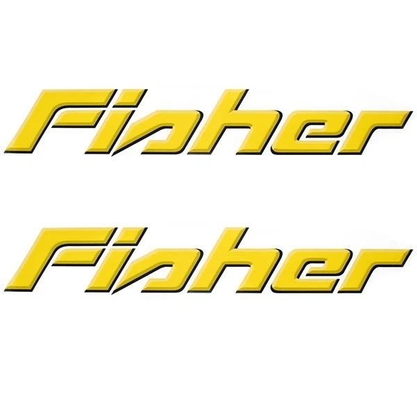 Fisher Boat Logo Decals 130580 - Yellow Vinyl Stickers (pair)