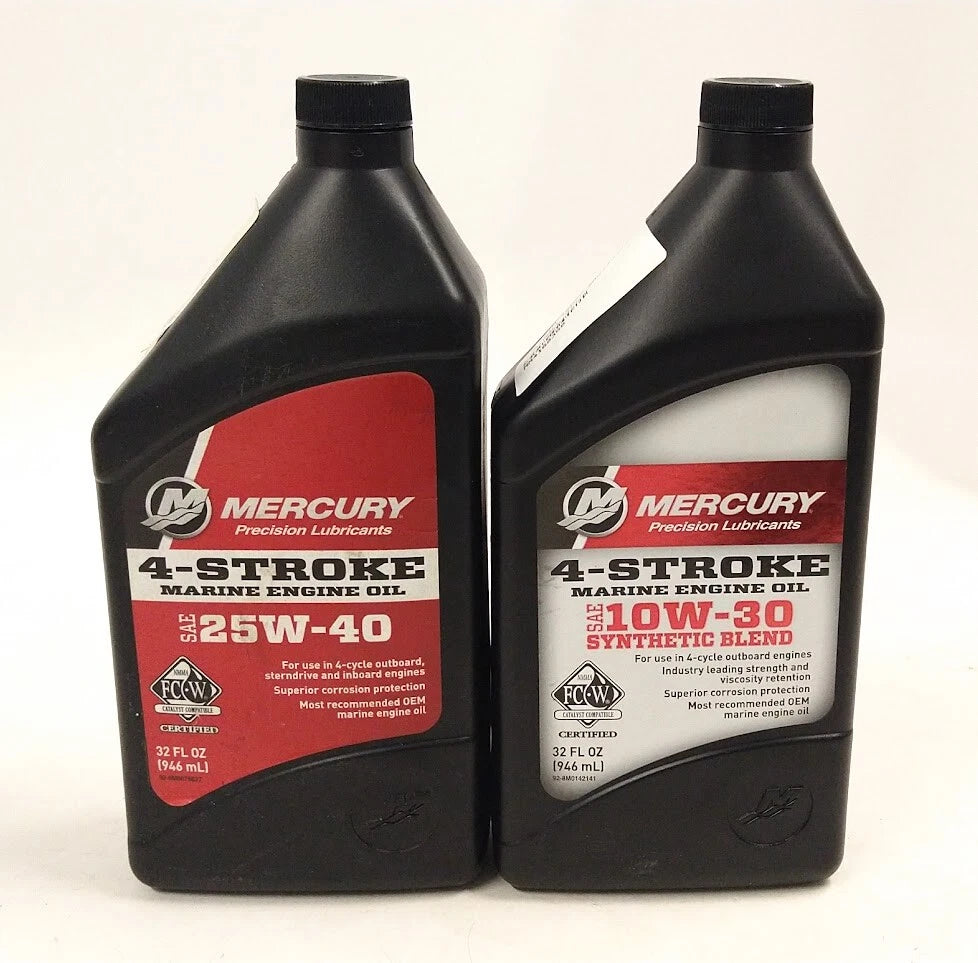 Mercury 4-Stroke 10W-30 + 25W-40 Marine Engine Oil 32 Fl Oz