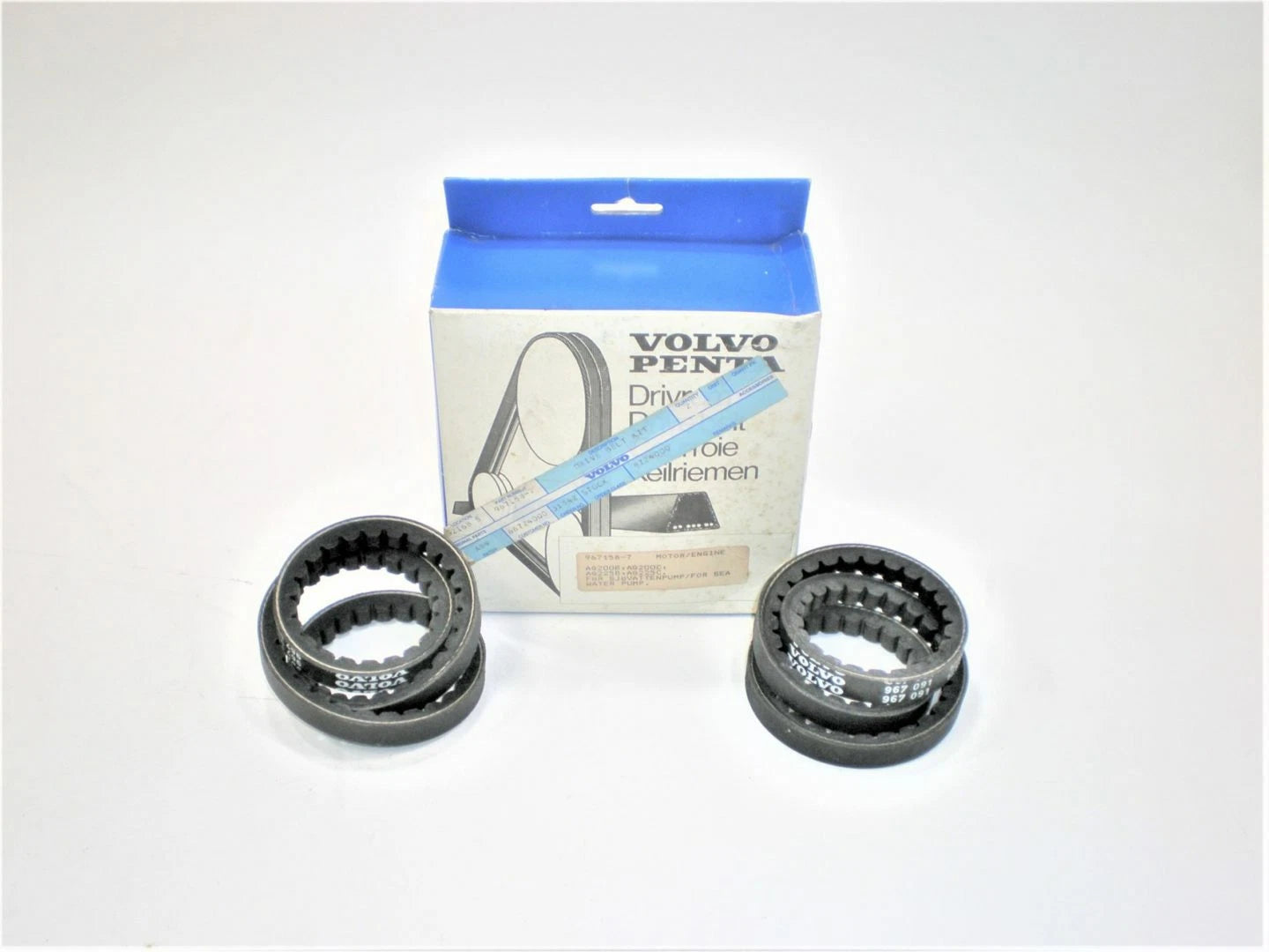 Volvo Penta 967158-7 *2 Pack OEM Sterndrive Water Pump Alternator Belt Set