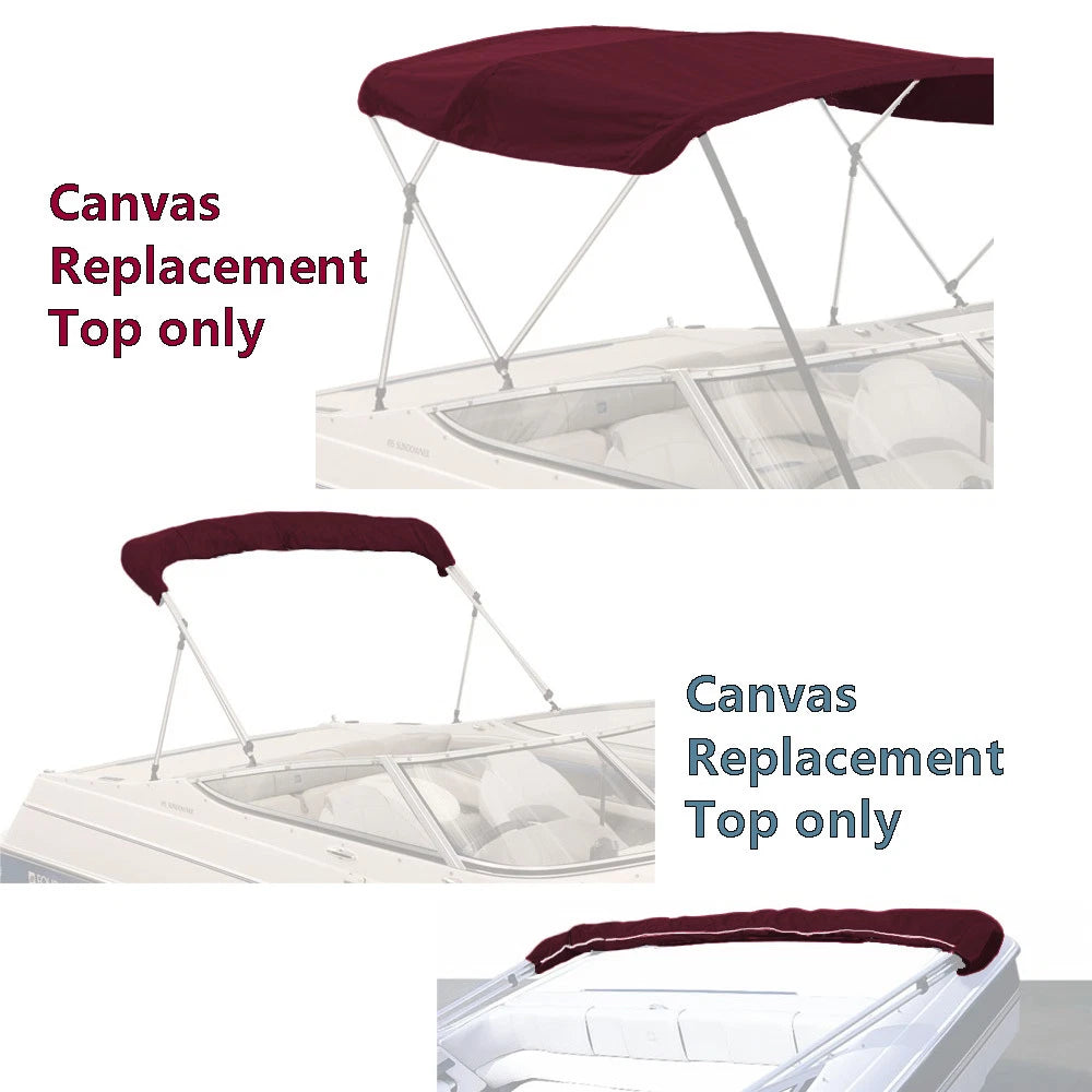 Bimini Top Boat Cover Canvas Fabric with Boot Fits 3 Bow 72"L 79"-84"W No Frame