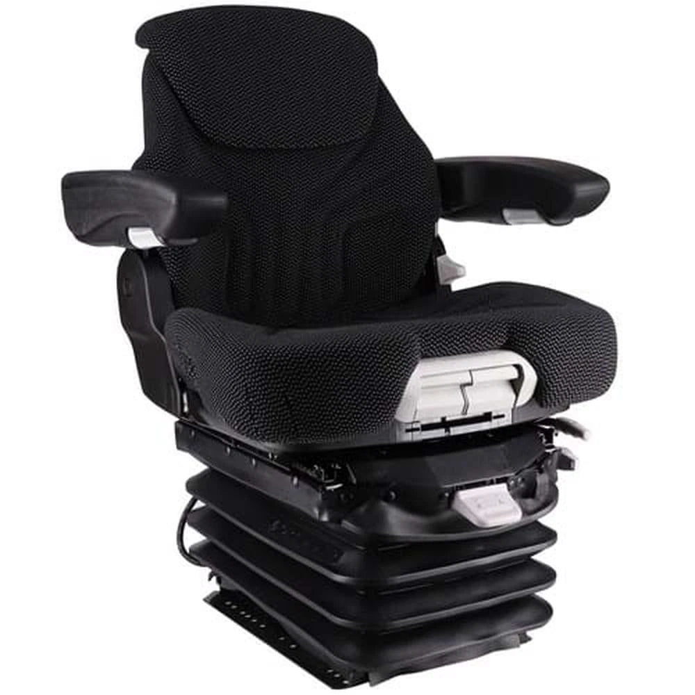 S8301453 Grammer Mid Back Seat, Black & Gray Fabric with Air Suspension Fits Deutz