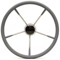 Boat Steering Wheel with Cap - 15 3/4 Inch Rubberized Stainless Steel