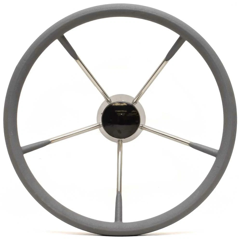 Boat Steering Wheel with Cap - 15 3/4 Inch Rubberized Stainless Steel