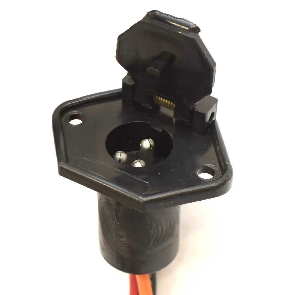 Boat Pole Light Base - Adapter 3 Pin Male 3 Wire Black Plastic