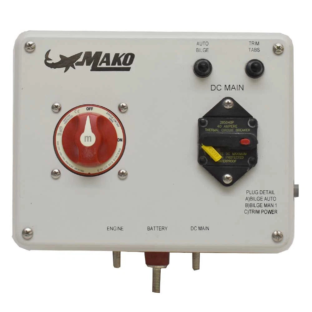 Mako Boat Battery Switch Panel 303535 - 184 CC 40A 12V 9 1/2 Inch