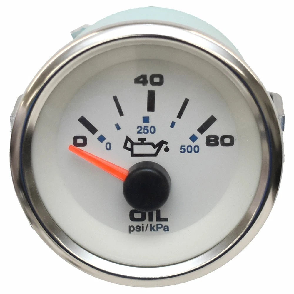 Teleflex Boat Oil Pressure Gauge 65724 - 2 Inch Silver White
