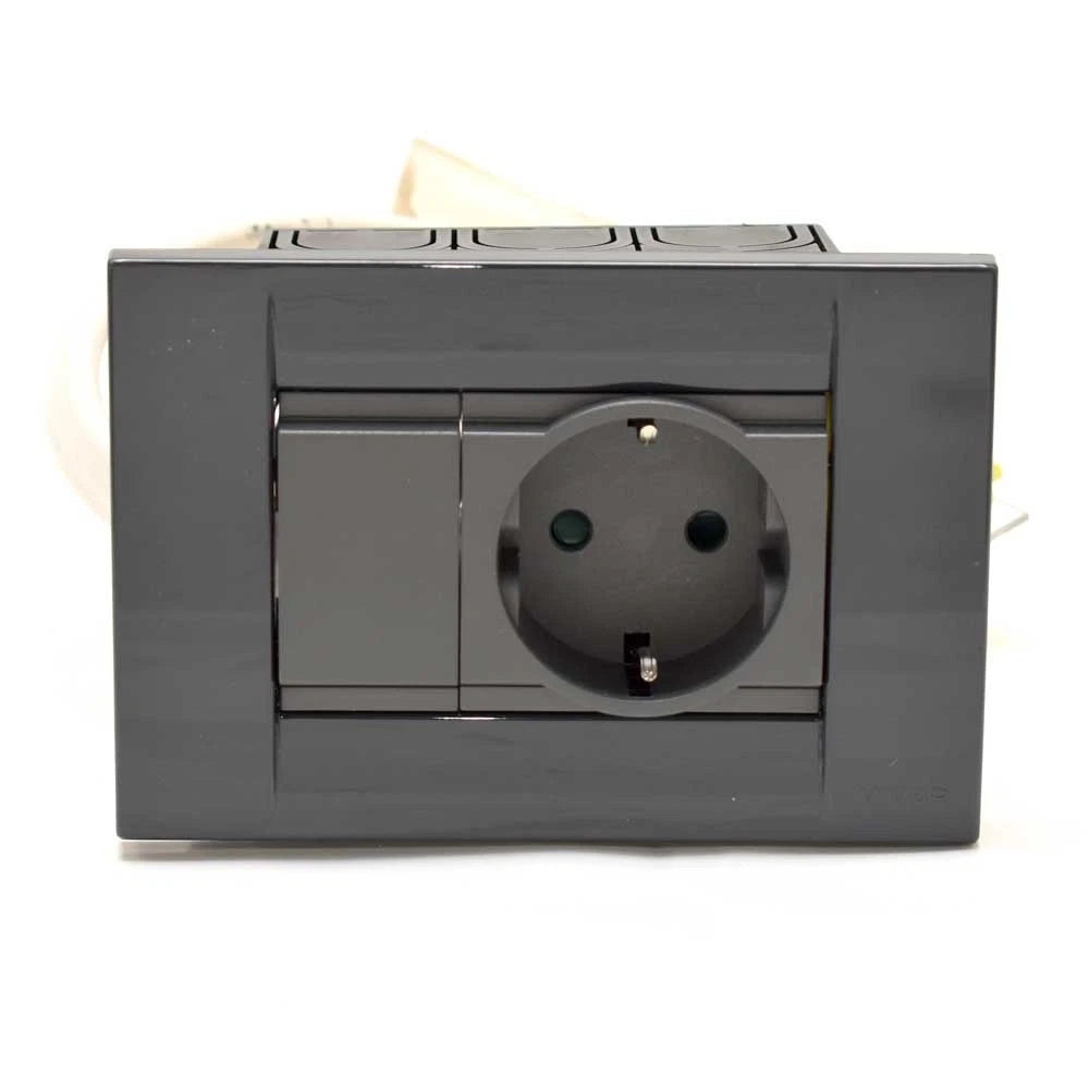 Vimar Boat German Outlet 13047 - SICURY 2 Pin 16A 250V Gray Black