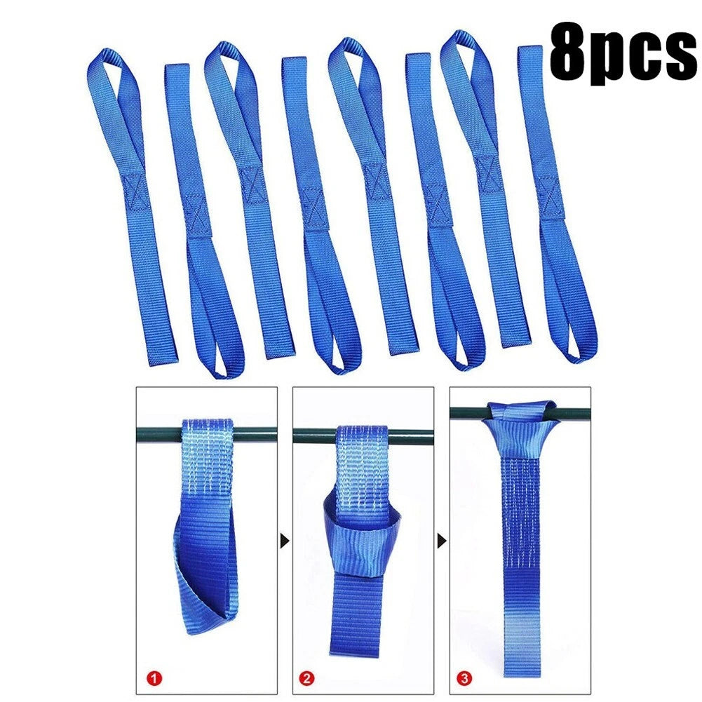 8pcs Bandage Blue Soft Loop Ratchet Strap Tie Down Straps for Motorcycle
