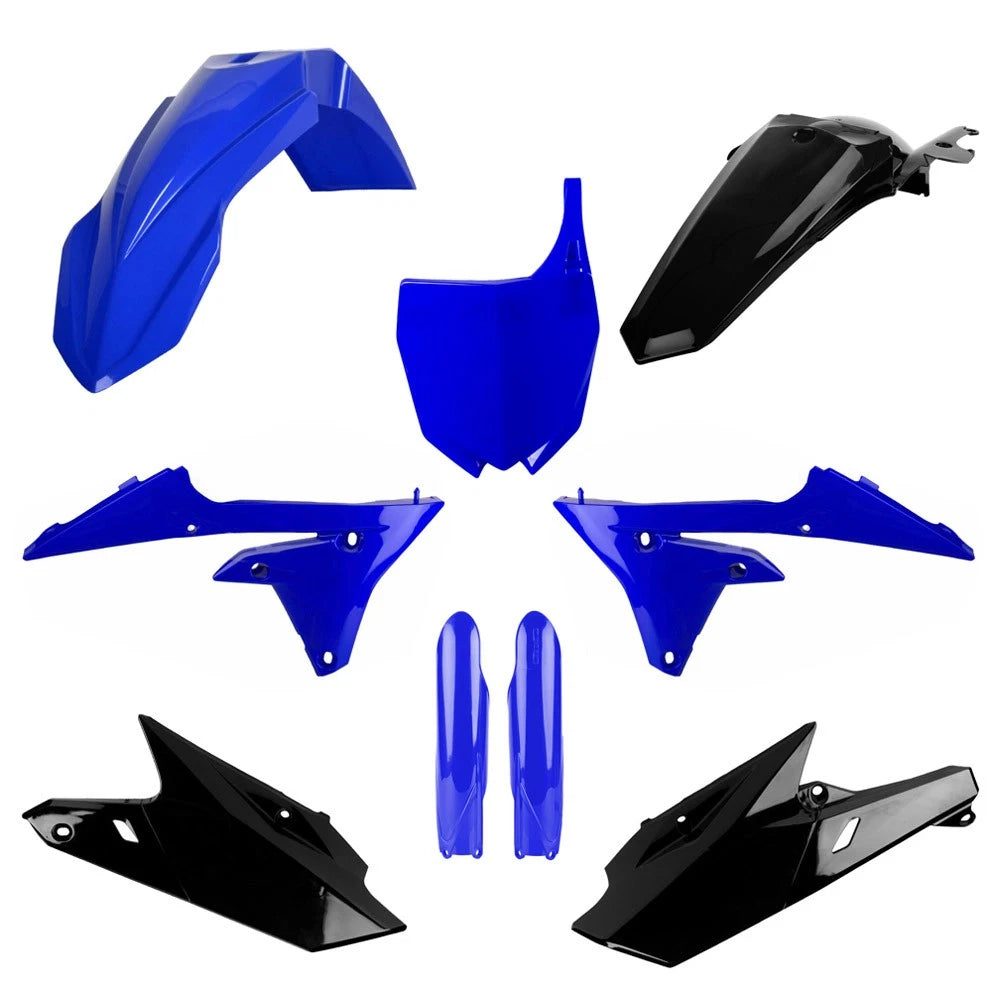 POLISPORT PLASTIC KIT + FORK GUARDS YAMAHA YZ450F 2014-2017, BLUE/BLACK/WHI TE