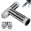 1" 25mm Chrome Billet Aluminum Skull Motorcycle Handgrips Harley Street Glide