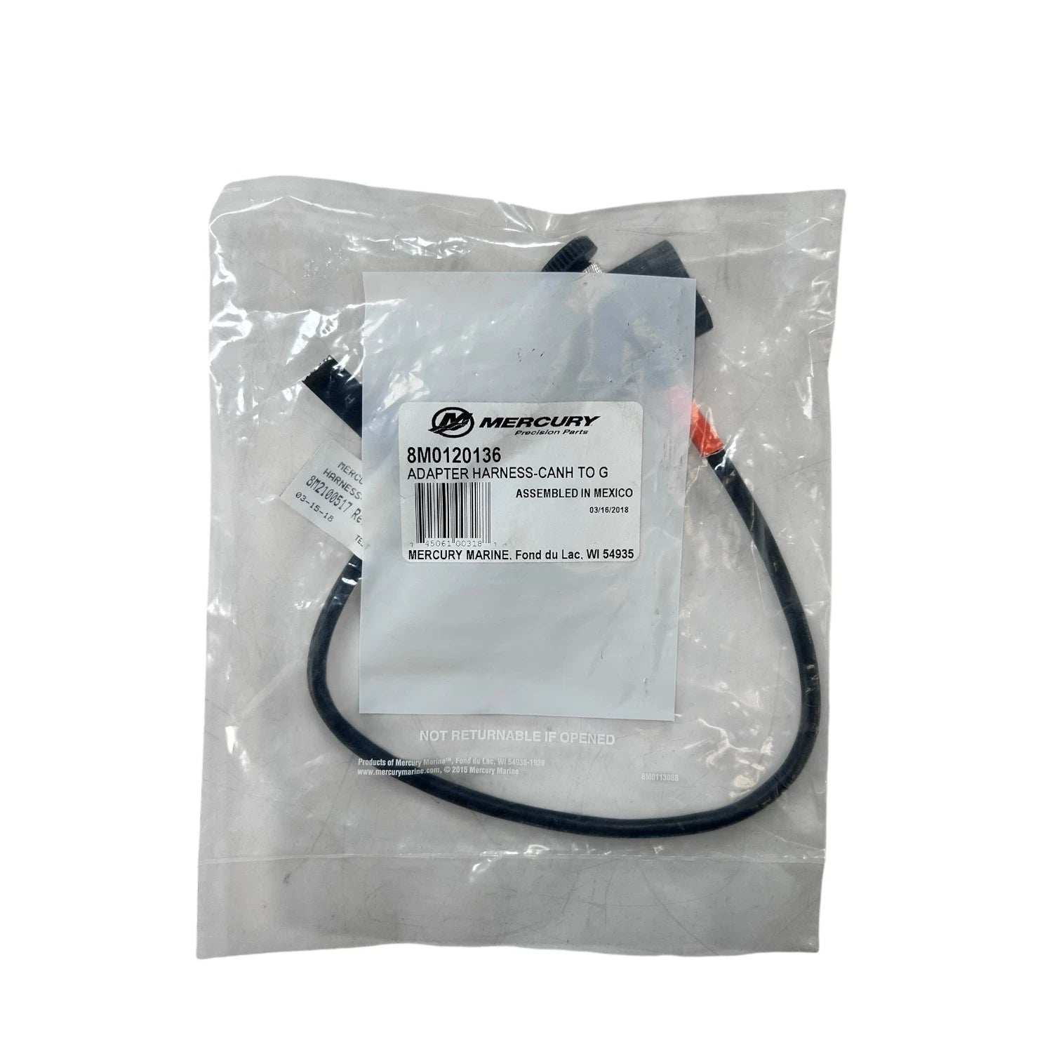 Mercury 8M0120136, Marine CAN H to GTC Connector Adapter Harness, OEM