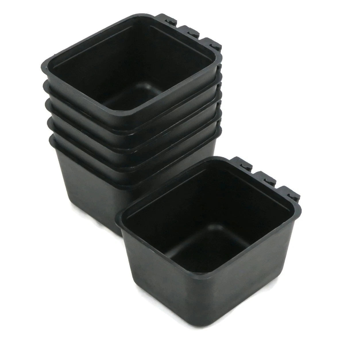6-Pack - Black Cage Bowls Made of Durable Plastic for Farm Animals and Pets