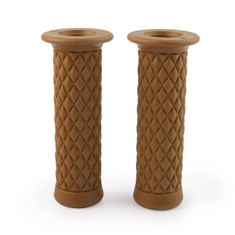 7/8" Motorcycle Universal 22MM Vintage Handlebar Rubber Hand Grips Dark Brown