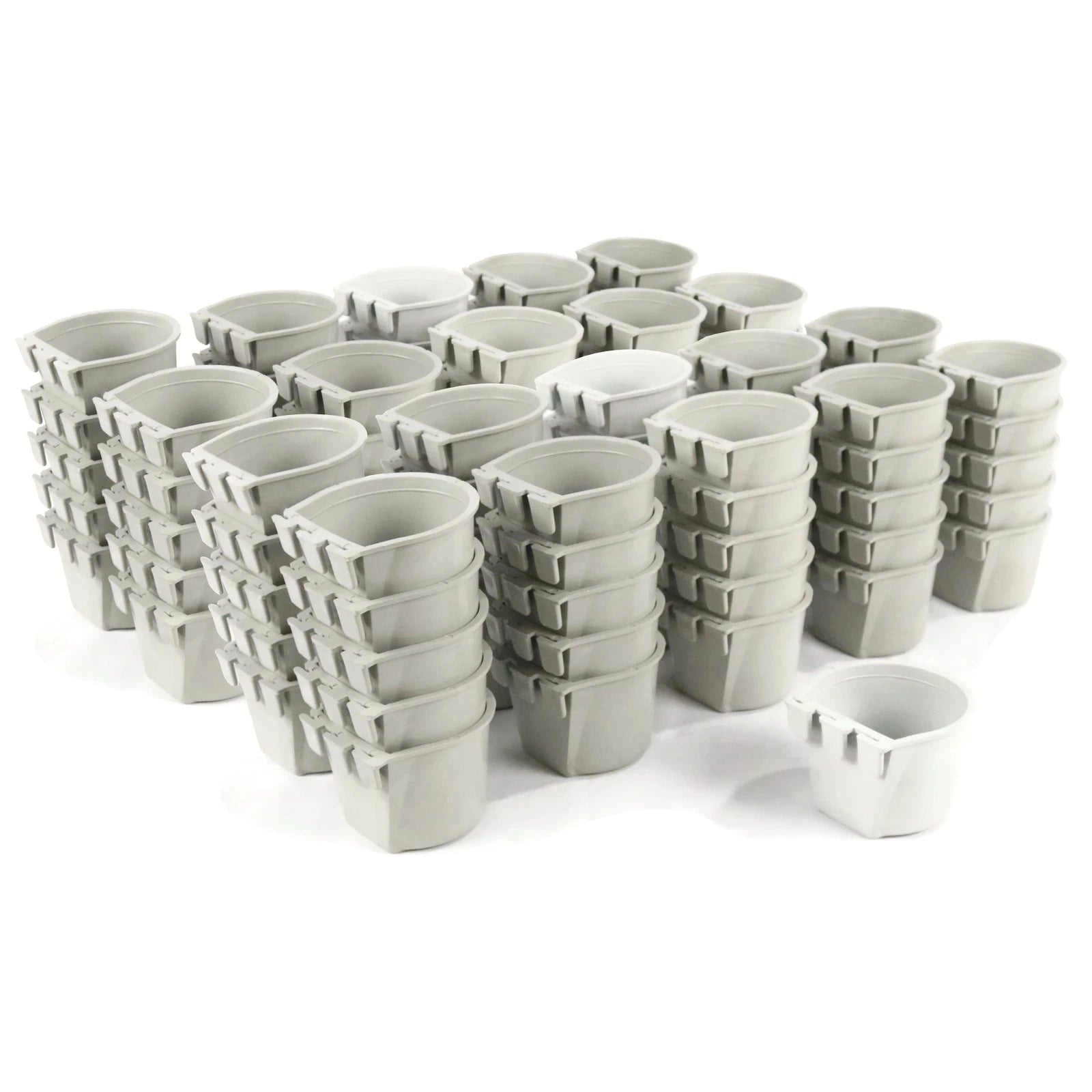 100-Pack - Gray Cage Bowls Made of Heavy Duty Plastic for Farm Animals & Pets