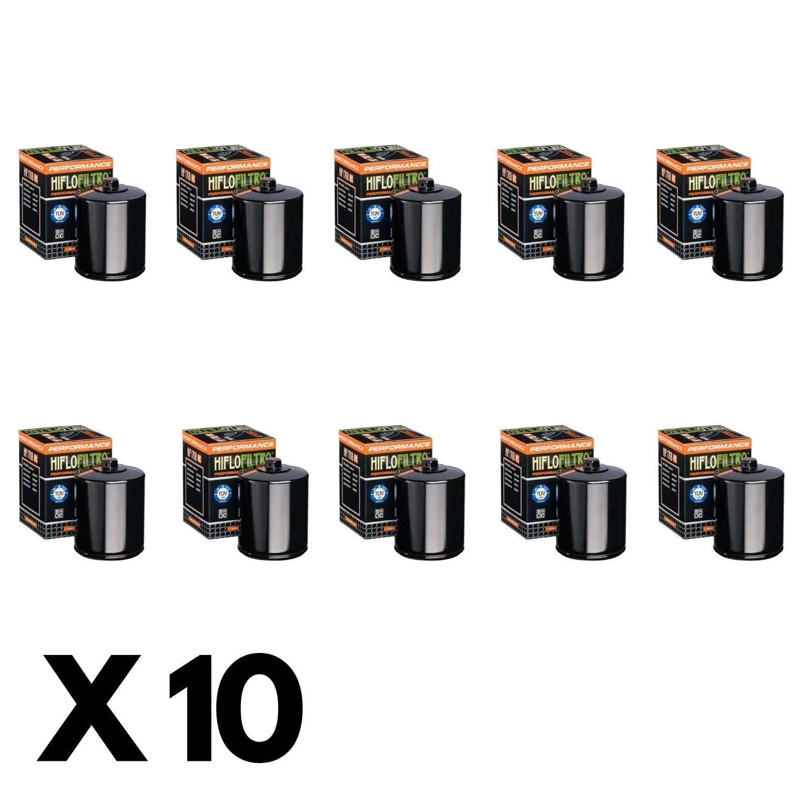 10 Pack Hiflo Oil Filter for Harley 1690 Fat Boy 103/FLSTF 2012-2017 (with Nut)