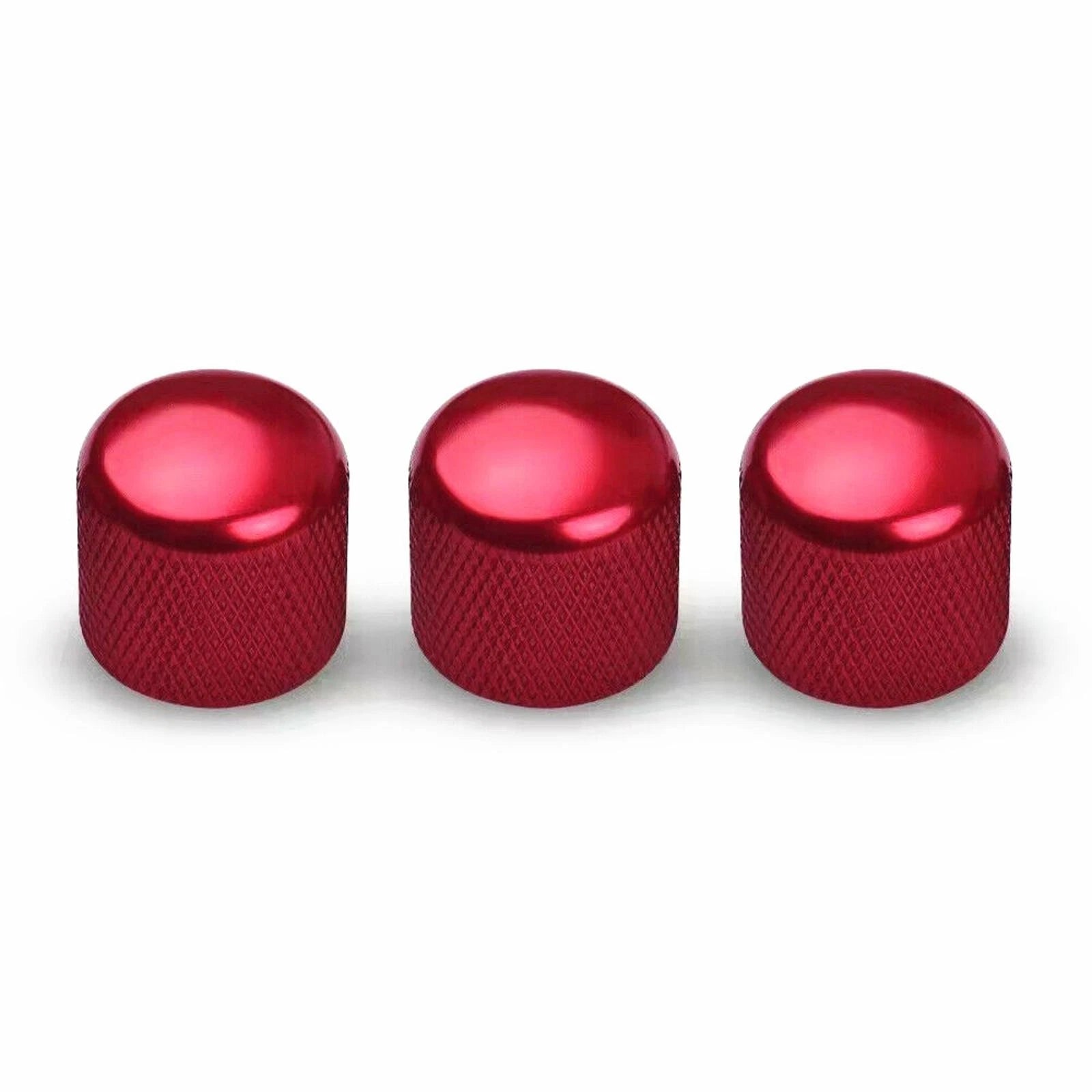 3pcs Red Electric Guitar Volume Tone Control Knobs Dome Metal Potentiometer Caps