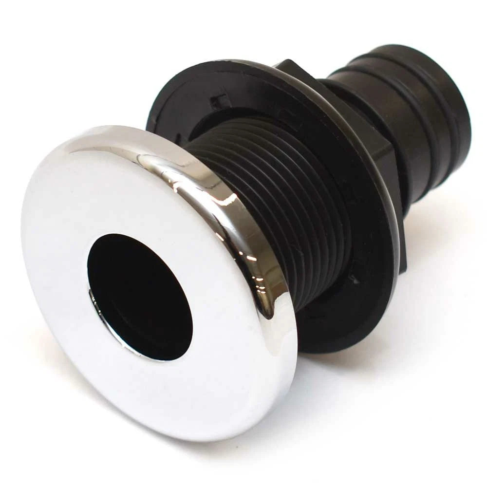 Hurricane Boat Thru-Hull Fitting - 1 1/8 Inch Black Silver