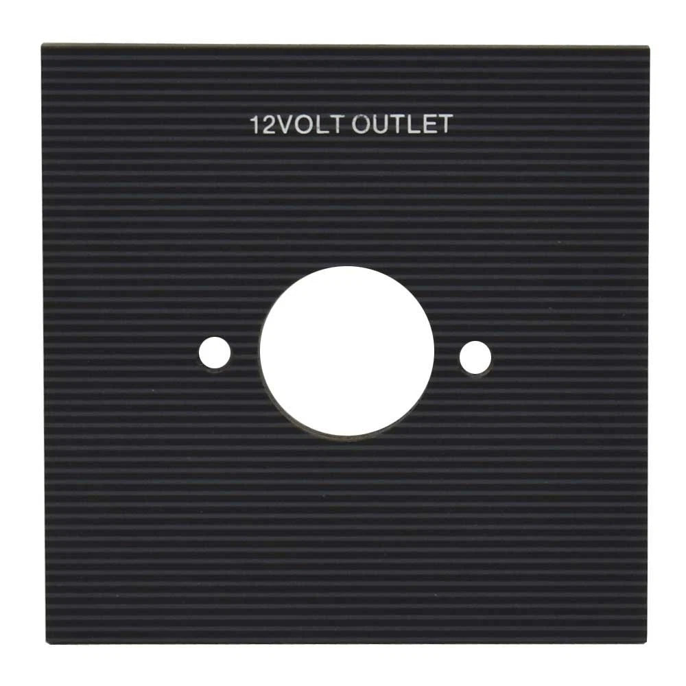 Bass CAT Boat Blank 12V Outlet Panel - Black Plastic with Lines