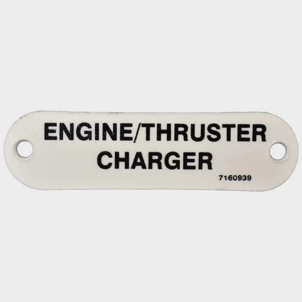 Carver Boat Label Tag 7160939 - Engine/Thruste R Charger White Plastic