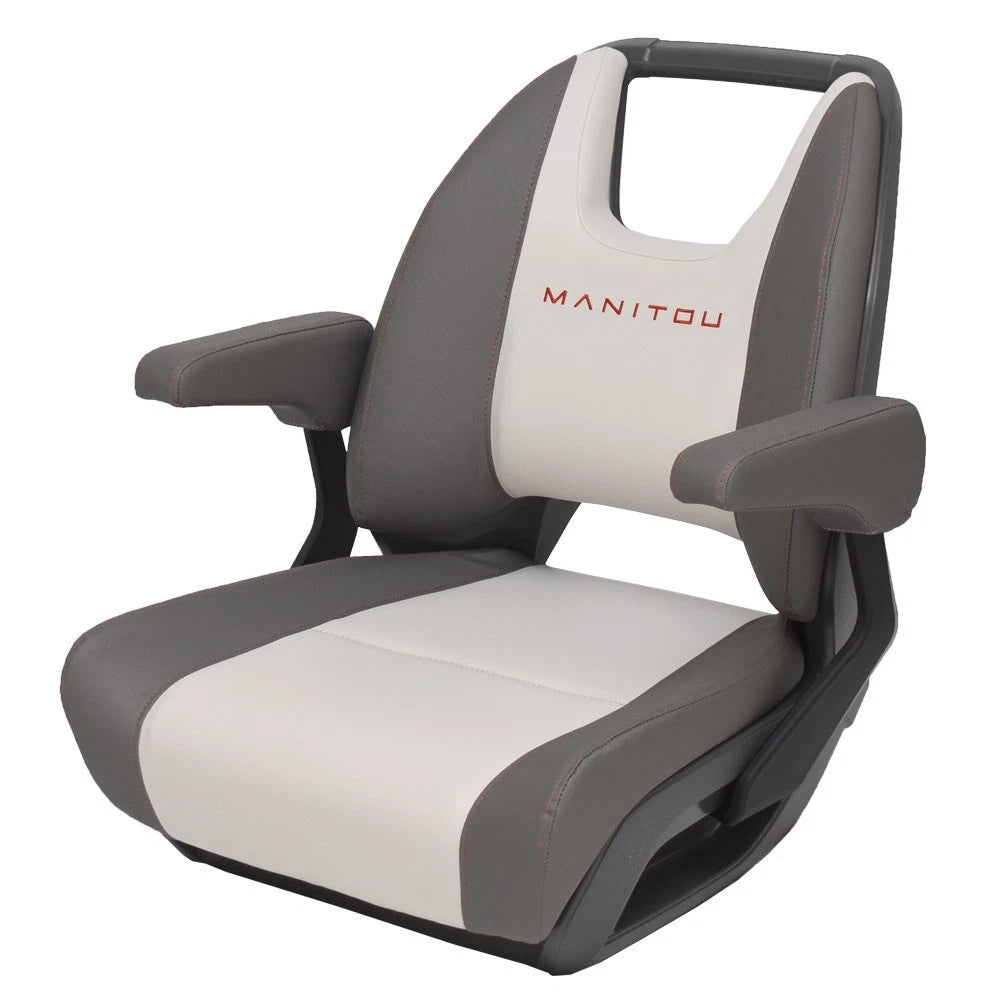 Manitou Pontoon Boat Low Back Helm Seat 3014-0008414 - Gray - Red