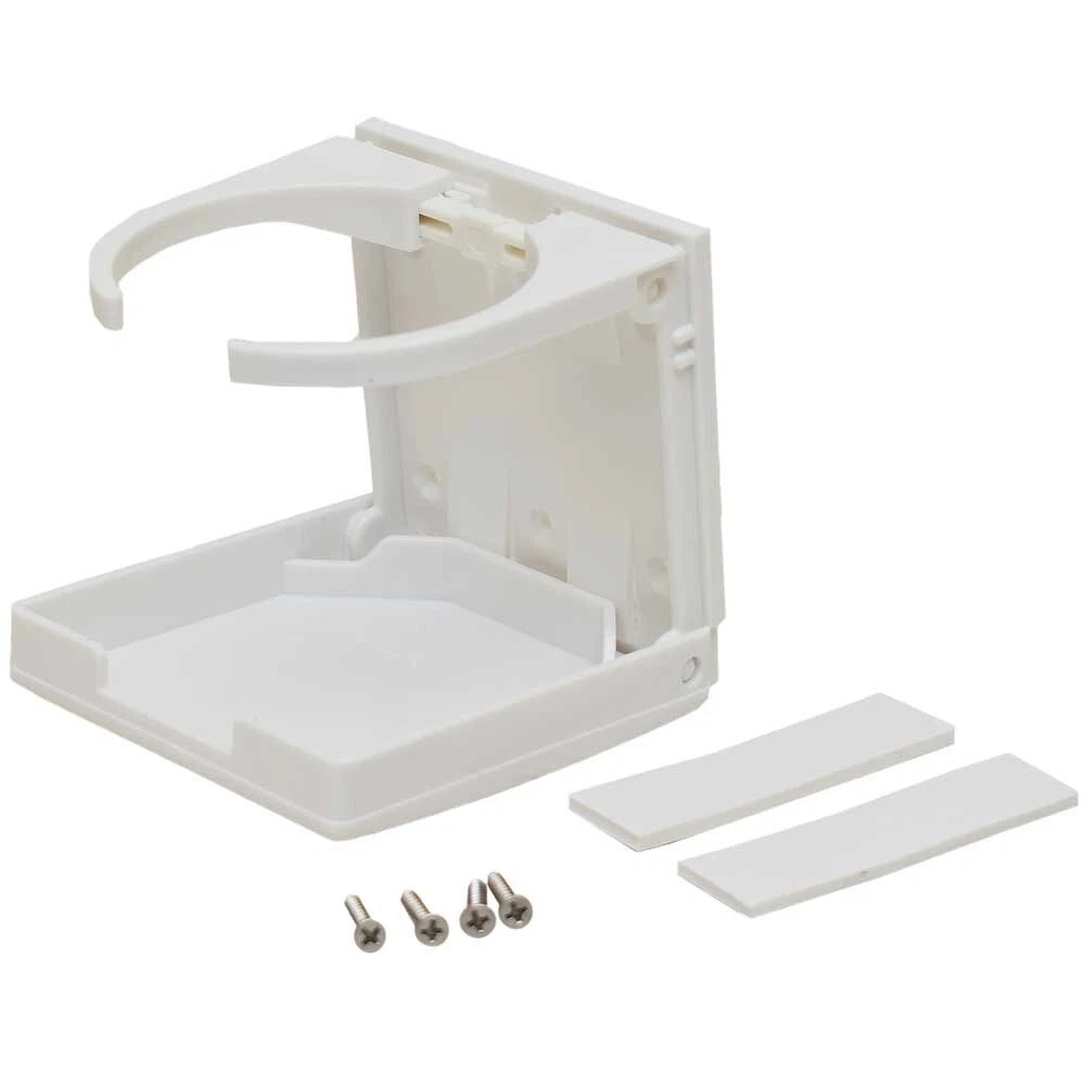 Shoreline Boat Drink Cup Holder SL40364 - Adjustable Folding White