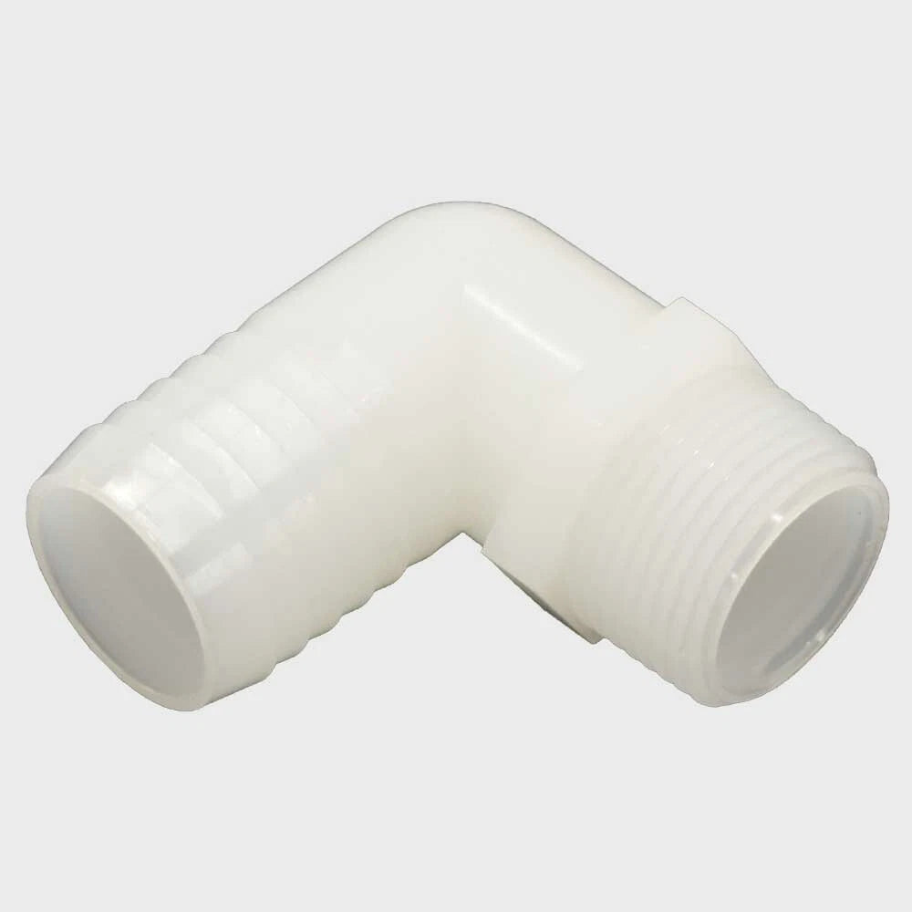 Malibu Boat Elbow Pipe Fitting E800187 - 1 X 1 Inch Barb White Nylon