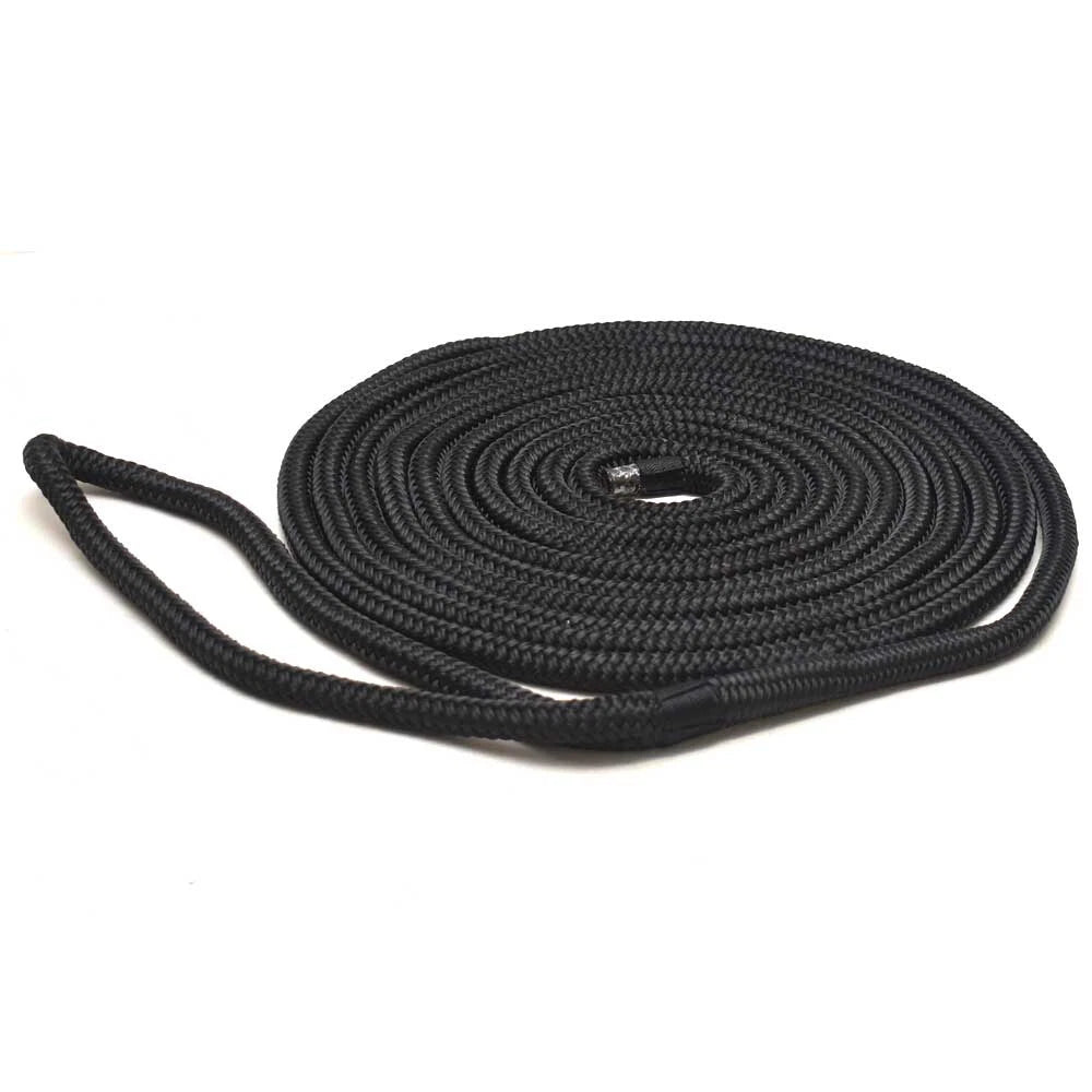 SeaGrace Boat Dock Line - Double Braided 1/2 Inch X 20 FT Black