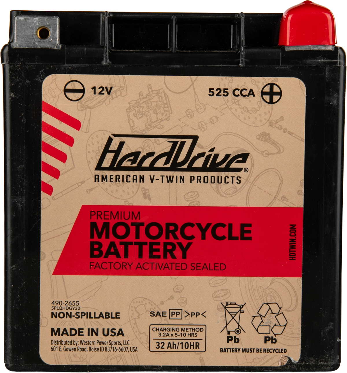 HardDrive Premium V-Twin Motorcycle Battery HRDM732GHL – Fits Harley-Davidso N